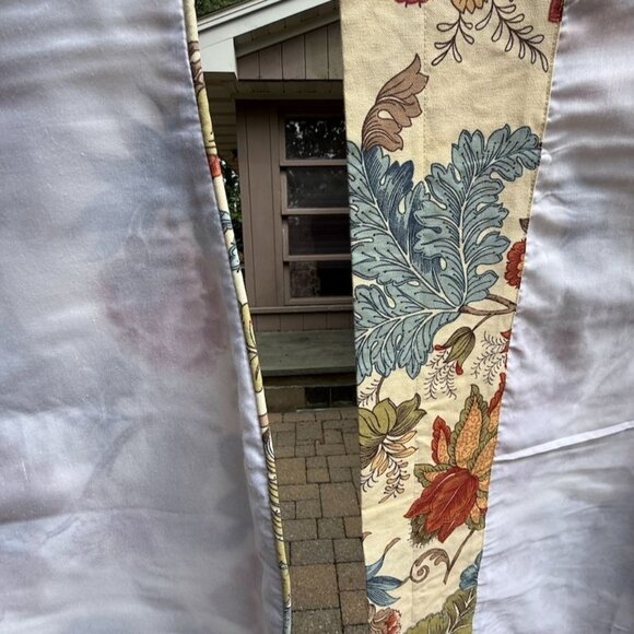 Floral Jacquard Valance Panels 2-Piece Set 102" Total Width Autumn Colors Rust - Picture 6 of 9